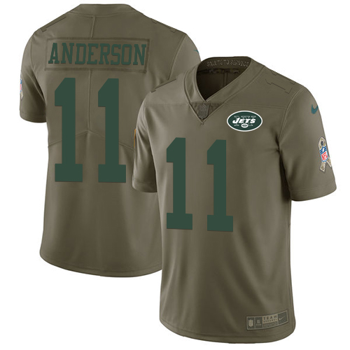 Nike Jets #11 Robby Anderson Olive Men's Stitched NFL Limited Salute To Service Jersey